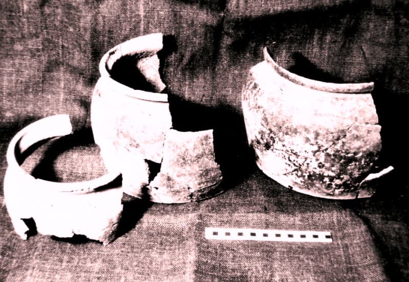 Pots excavated from site by Arthur Titherington