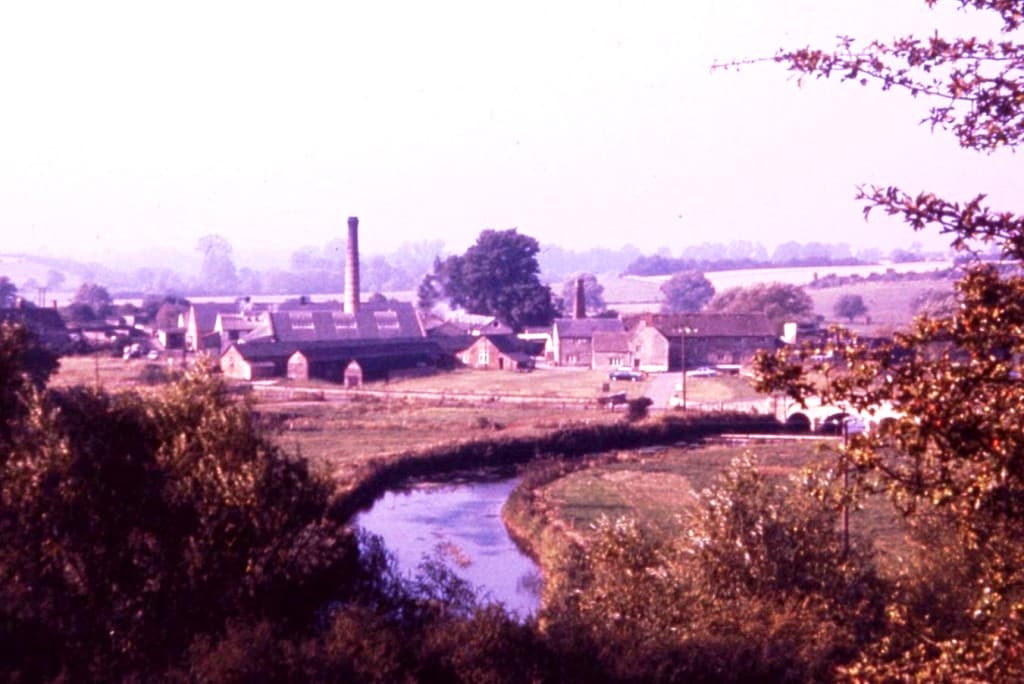 A photograph showing Crawley Mill and the surrounding Windrush Valley, 1972 