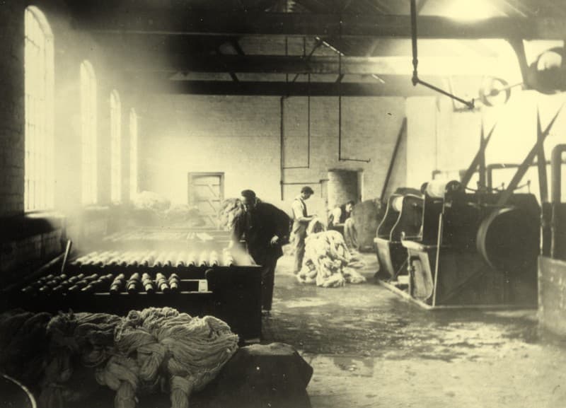 A photograph showing Mr Gledhill in Witney Mill dye house, circa 1912